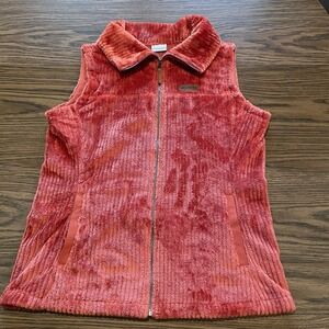 Columbia Vest Womens XL Orange Fleece Fire Side II Burnt Rust Sherpa EUC!!